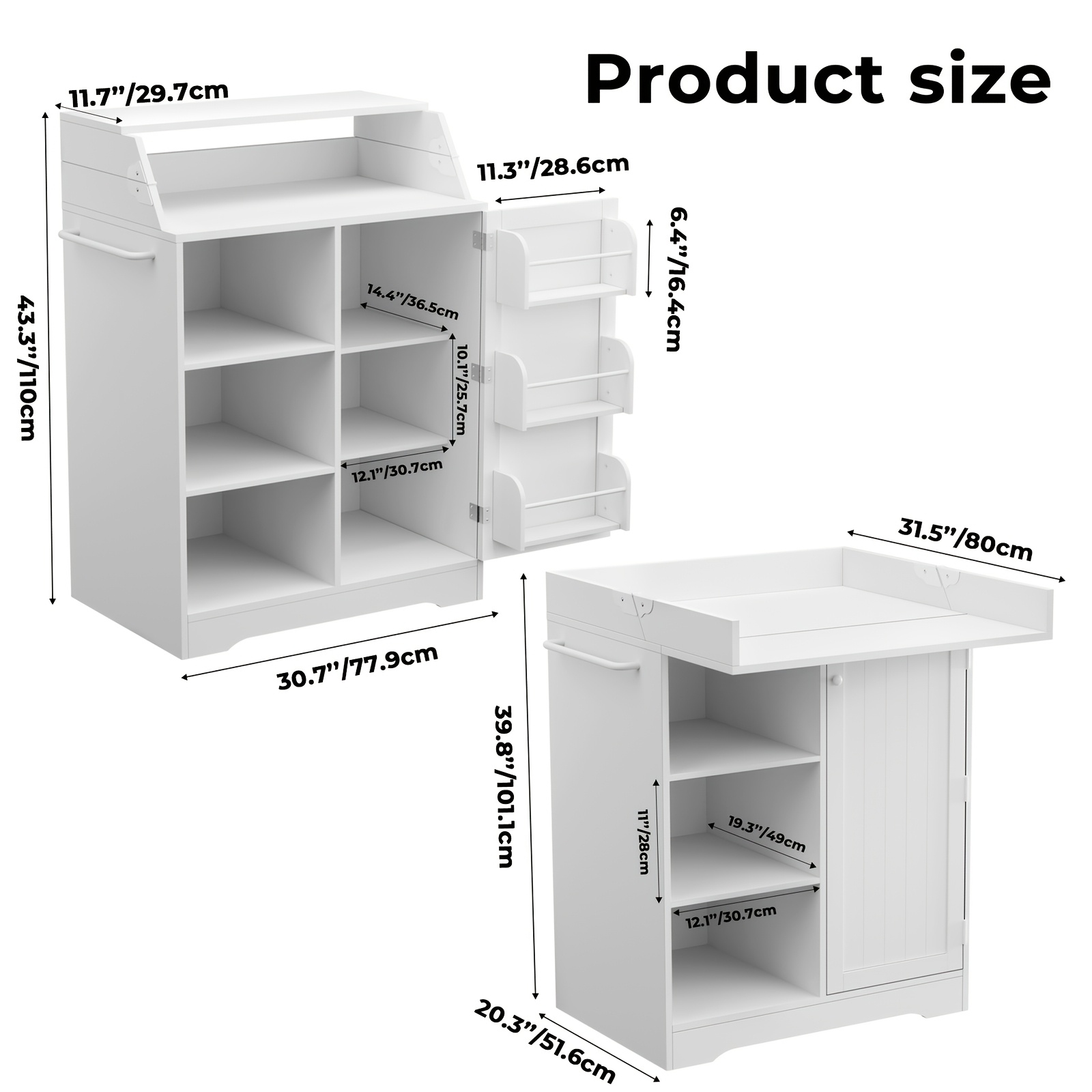Foldable Baby Changing Station with 3 Drawers, White Diaper Table Organizer with Open Storage for Nursery