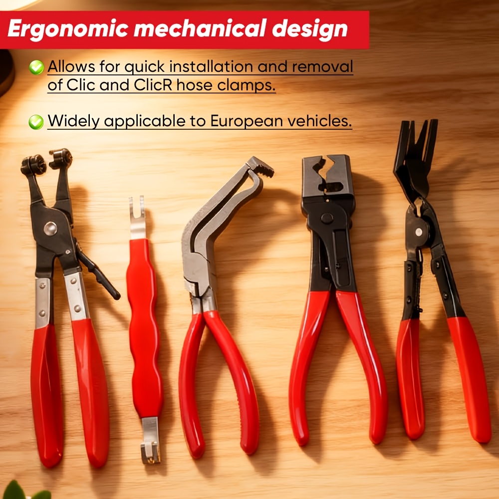 5pcs auto electrical disconnect plier set hose clamp pliers tool set electrical disconnect pliers high carbon steel 60 degree angled joint separator auto repair hose clamp tool Product details 5
