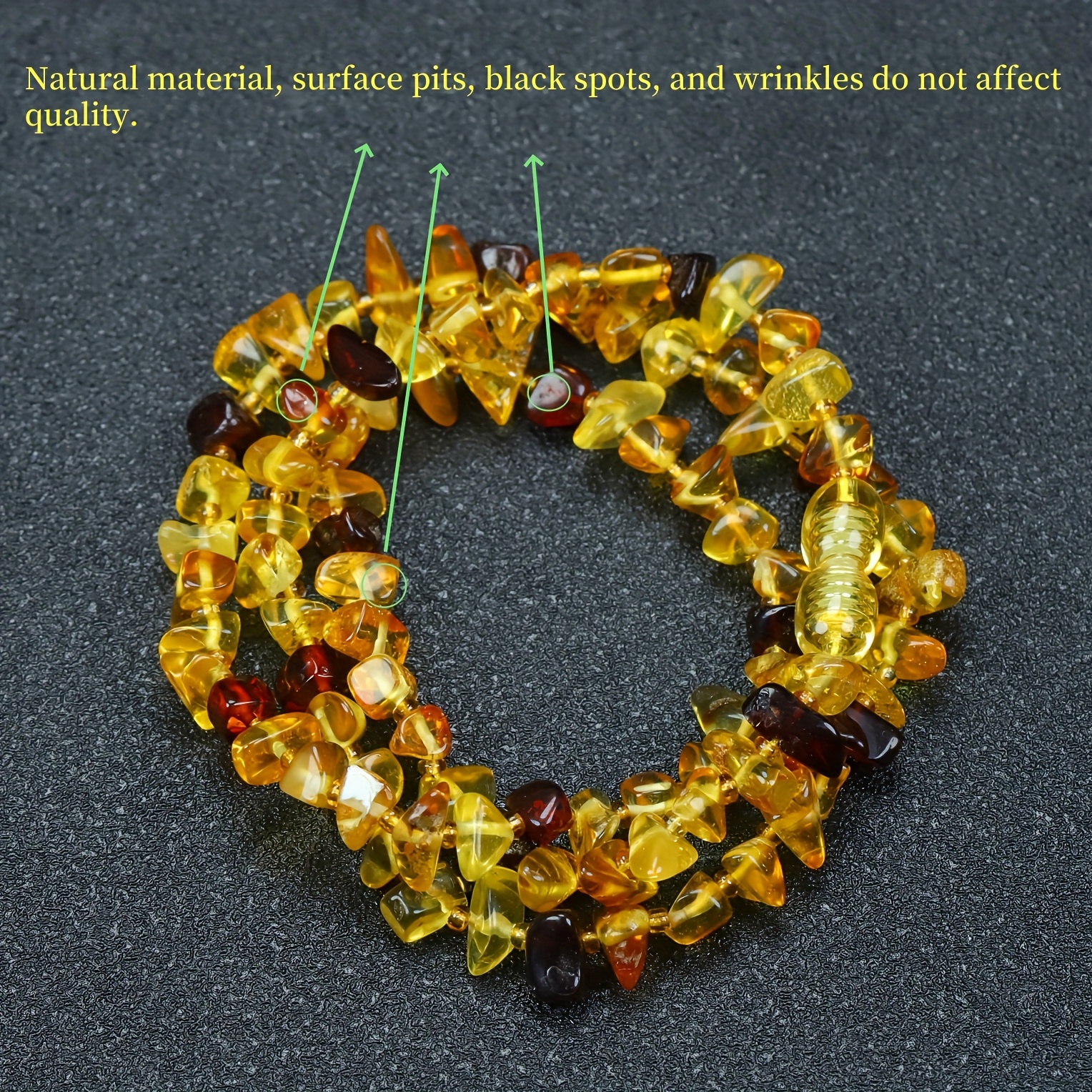 Image of Amber Necklace From Myitkyina, Myanmar, Color Under Purple Light, Natural Amber, Holiday Gift, Daily Wear. Natural Material, Surface Pits And Black Spots Are Not Quality Problems