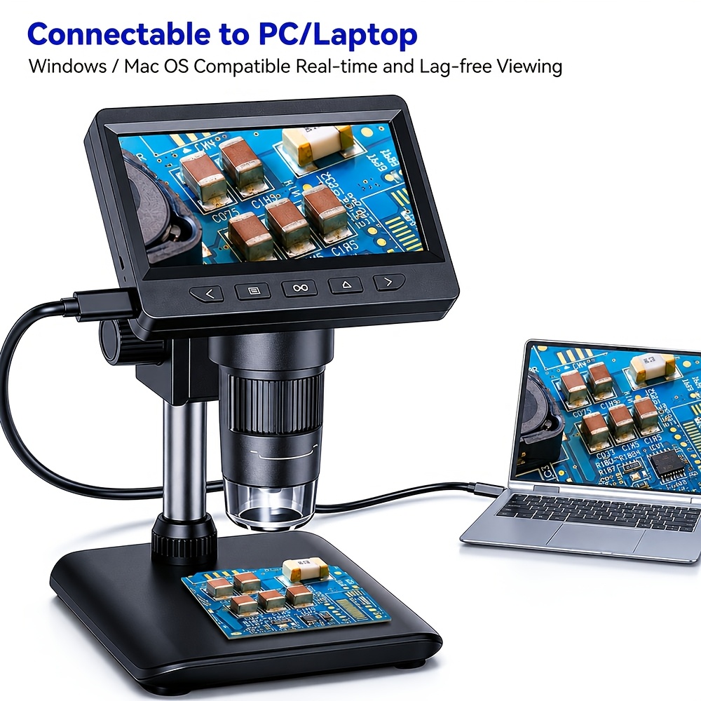 TEMU Professional Hd Digital Microscope With 1200x Magnification & 8-, Usb/battery- Suitable For Pc Compatible For Pc Compatible For Electronics