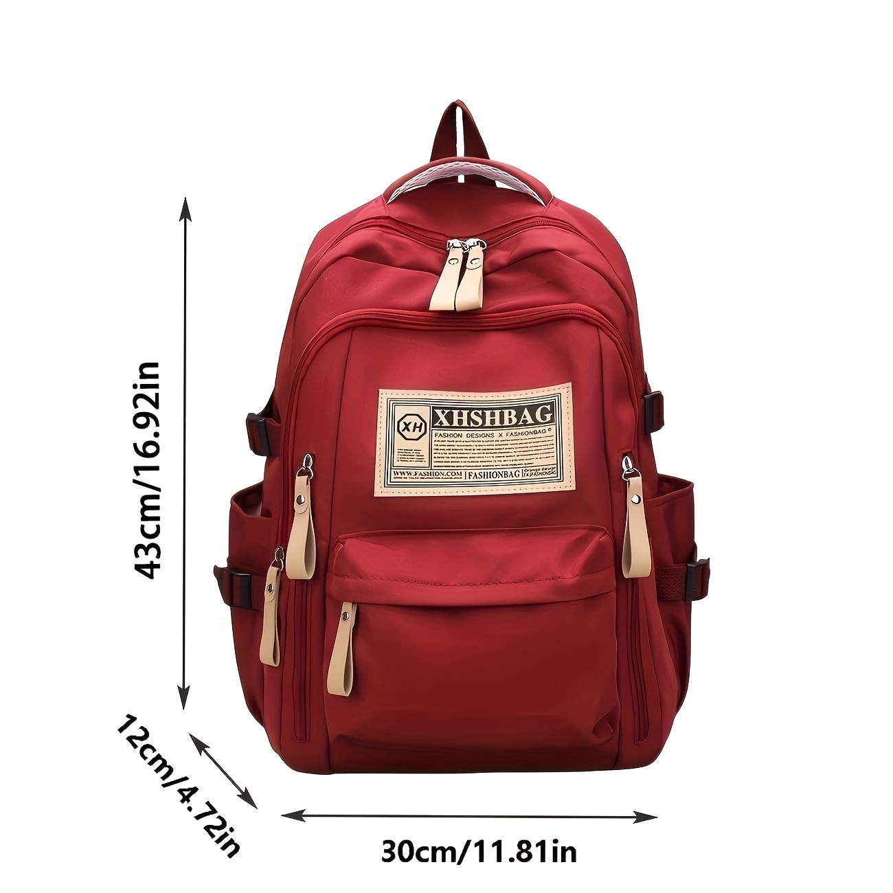 red casual backpack with adjustable shoulder straps multiple pockets lightweight durable polyester for travel school daily   stylish functional design daily   bag minimalist backpack lightweight bag details 1