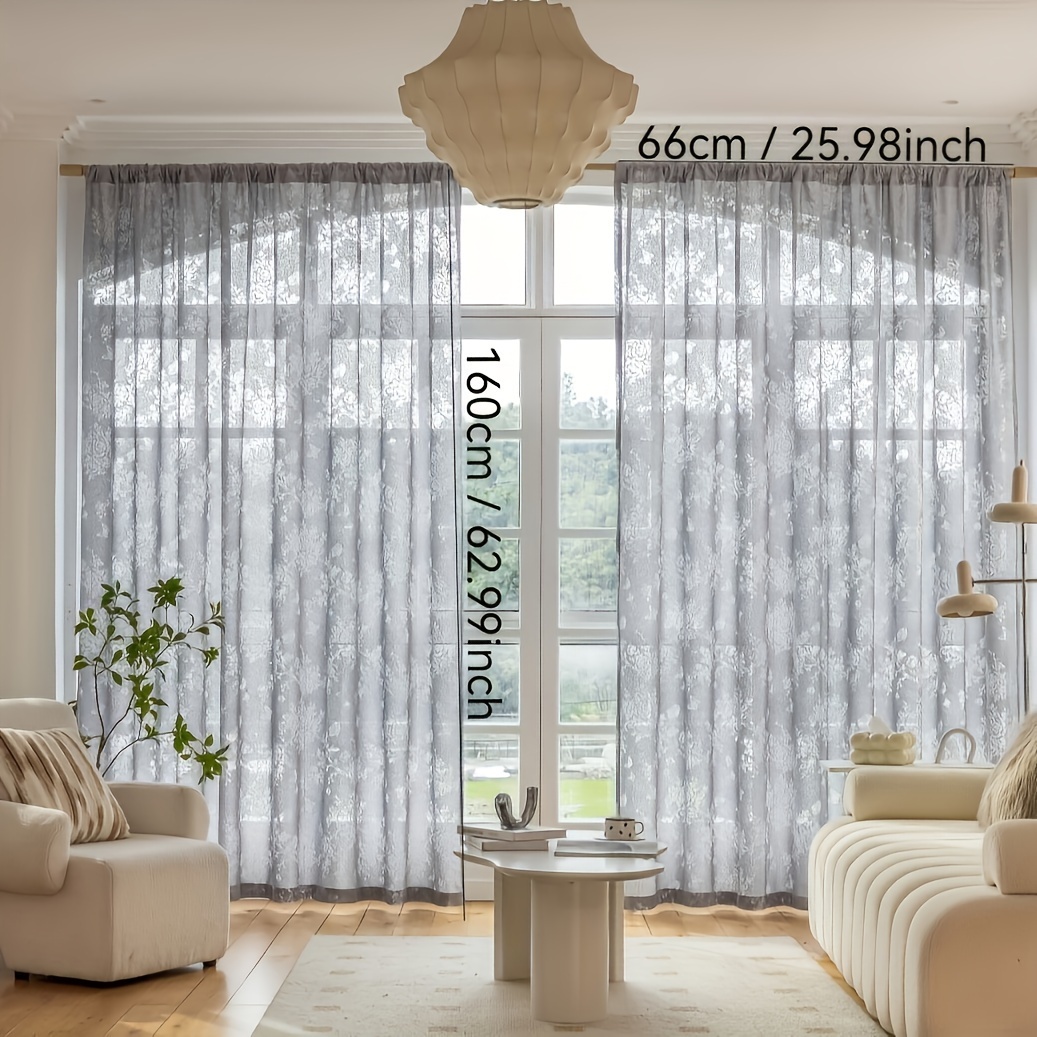 TEMU 2pcs (Rideau Jacquard Lumineux Adapté pour Salon, Balcon, Chambre, Bureau à Domicile, Type Tringle, Installation Facile)