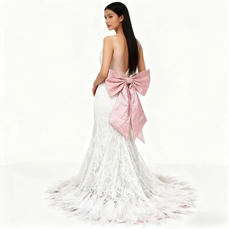 white wedding dress with pink bow Jane Summers Jacqueline Strapless Little White Rehearsal and Casual Wedding Dress With Light Blue Tie 4 / White , female , adult