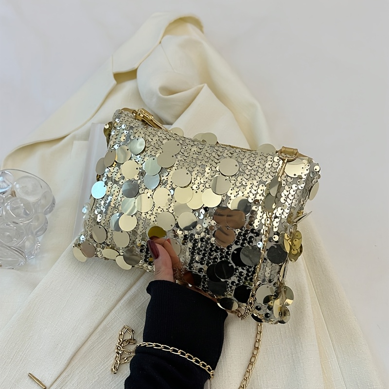 TEMU Fashionable Sequined Shoulder Bag, Crossbody Bag, Versatile Party Bag, Suitable For Travel, Vacation, And Leisure Activities