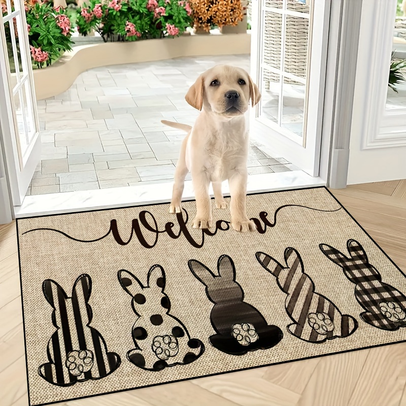 

Easter Bunny Welcome Doormat - Non-slip, Machine Washable Indoor/outdoor Mat With 5 Designs, Khaki And Linen, Home Decor, Bedroom, And Photo Props, Home Decor | Entrance Mat | Nonslip Mat