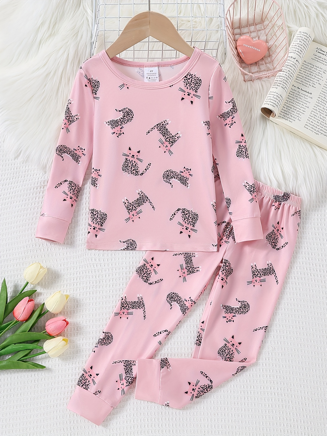 conjunto pijamas niñas estampado gato animales Temu Argentina