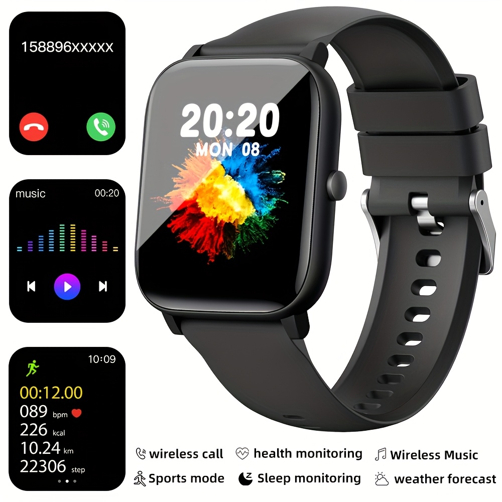 1Pc Men Women Smart Watch (Answer/Dial Call), 1.85" Fitness Tracker with Calorie Tracker, Pedometer, Multi-Sport Mode, Incoming Call Alert & Rejection, Smart Bracelet Fitness Watch for iPhone And for Android, Christmas Decoration Gift for Family and Friends