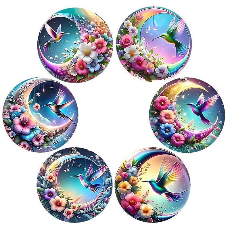 TEMU Colorful Hummingbird And Moonflower Pattern Refrigerator Magnet Hummingbird Floral Picture Glass Kitchen Refrigerator Door Decoration Message