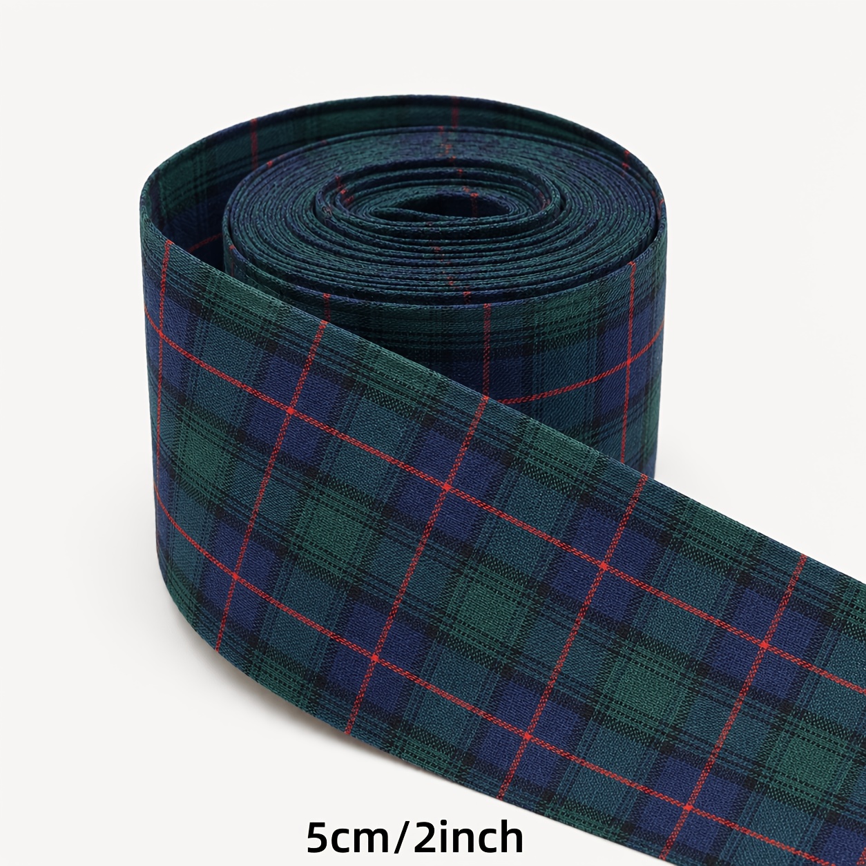 TEMU Ruban à en 5 yards, rouleau de ruban 10 mm/0,39 po, 30 mm/1,18 po, 50 mm/2 po, ruban en tissu à imprimé écossais découpé en rayures pour