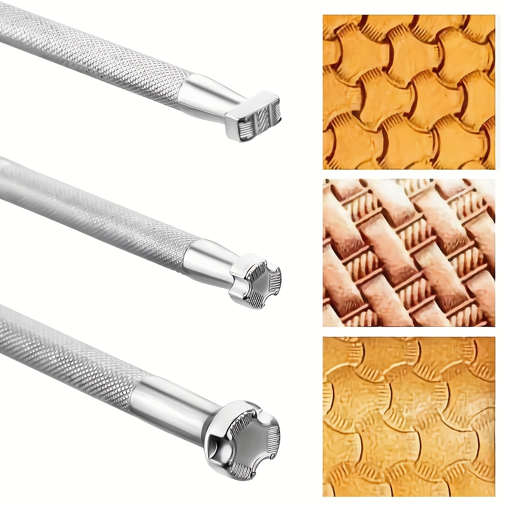 TEMU Confezione da 3 Timbri in Pelle da 10cm/3.94 Pollici, Strumenti Professionali per Lavorazione della Pelle, Attrezzi per Punzonatura e Intaglio