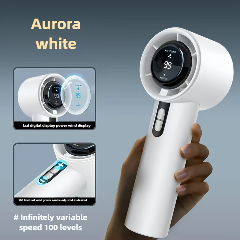 neuer turbo-lüfter mit hoher geschwindigkeit, 100 geschwindigkeiten, unendlicher geschwindigkeitsregulierung, unverzichtbar für outdoor-reiseaktivitäten, praktischer und tragbarer mini-ventilator, starke  , lange akkulaufzeit von 1800 mah