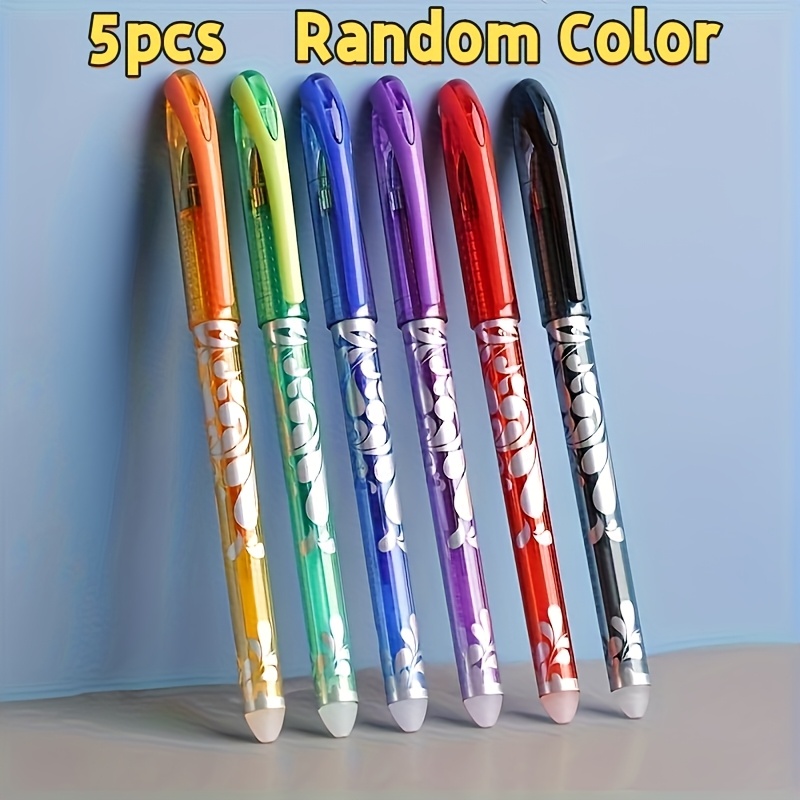 E-shop Sechsfarbige radierbare Gelstifte, 5er-Set in verschiedenen Farben, blau und weiß im Porzellan-Stil, 0.5mm Bürobedarf