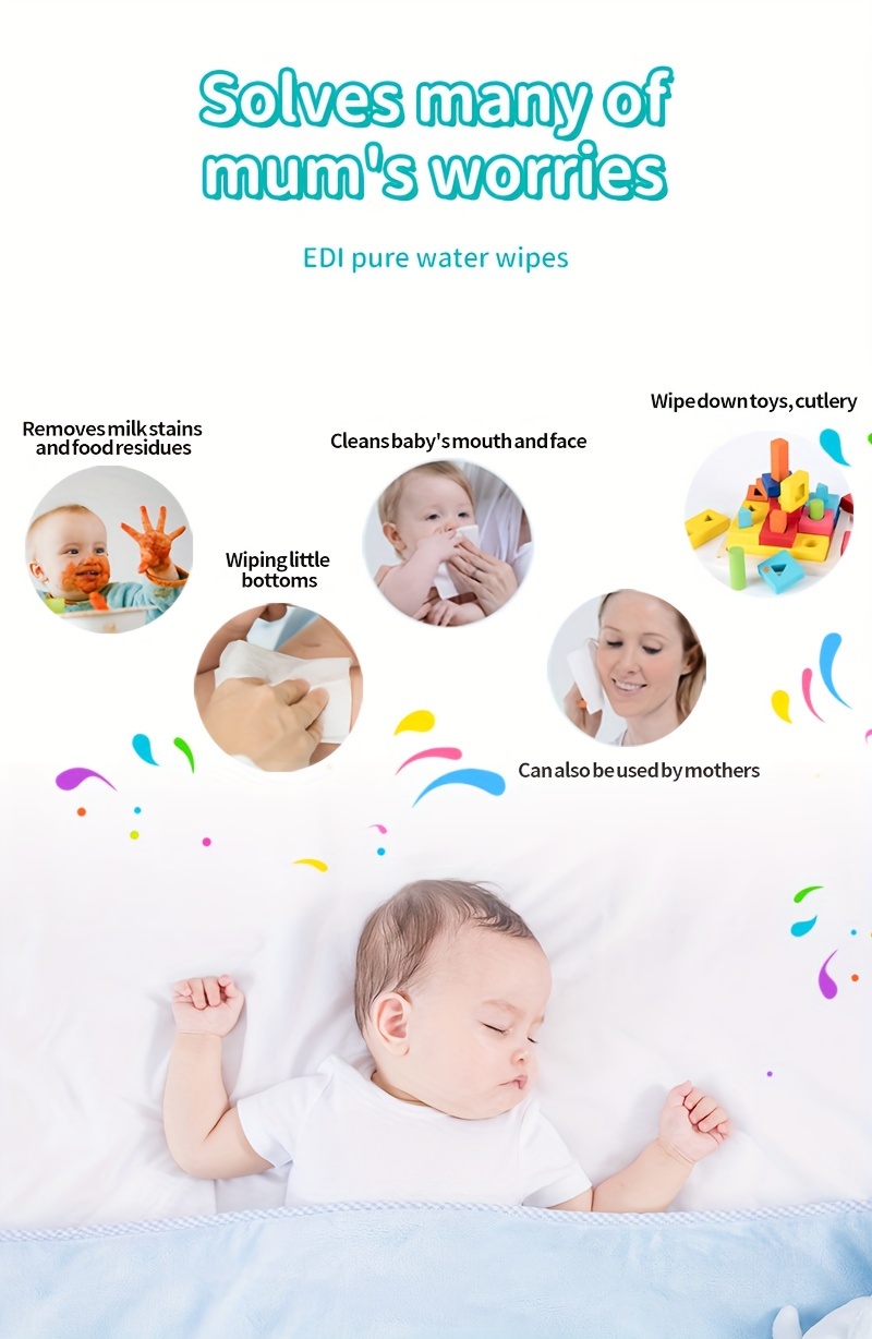 MIOSZZI Baby Wet Wipes 99.9% EDI Pure Water No Fluorescent Agent Zero Additives For Sensitive Skin Newborn Can Use Aloe Vera Extrat Take Care Of Baby Skin Clean Baby Hand & Mouth Water Wipes Kids Cleansing Wipes Large Packing For Family Use