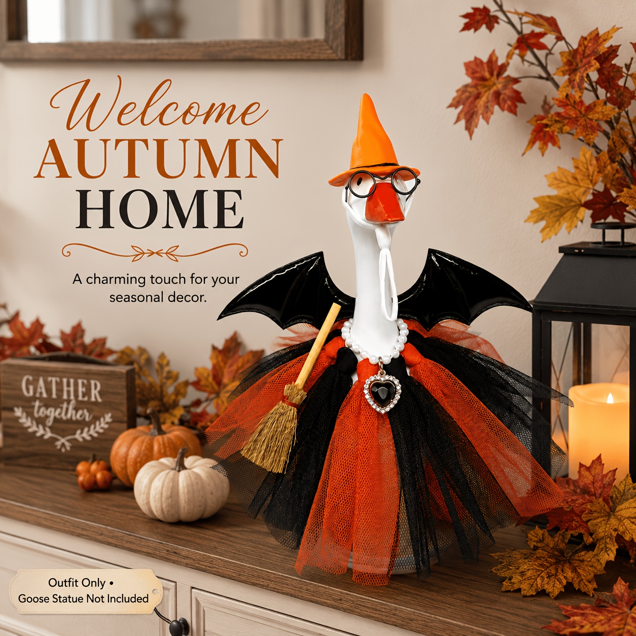 TEMU Ensemble de 6 ornements de sculpture de canard d'automne Halloween de 7 pouces pour bureau, ajouts de sculpture de canard d'automne Halloween