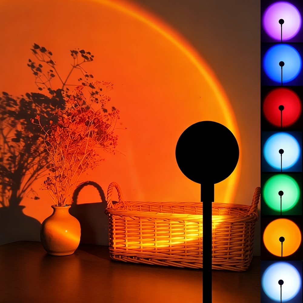 colorful led sunset lamp with adjustable   colors usb plug and   rotation sunset light evening atmosphere lamp suitable for walls ceilings background walls portable great for holiday parties and  