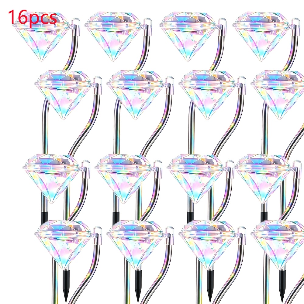 TEMU 16pcs Set Of Solar Garden Lights, White/warm/color Changing Marker Lights, Courtyard Automatic Outdoor Waterproof Ip44 Solar Lawn Lights