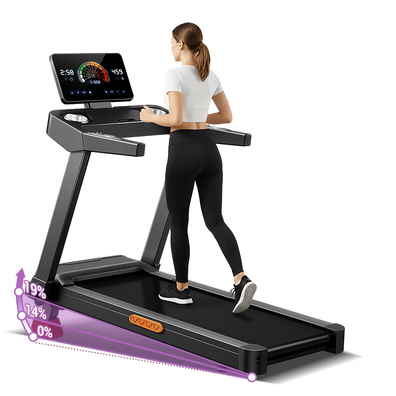 Image of 4-in-1 Treadmill With 19% Incline, Portable Treadmills For Home With Handle, Foldable Treadmills For Home And Office, 400 Lbs Weight Capacity, Without Battery