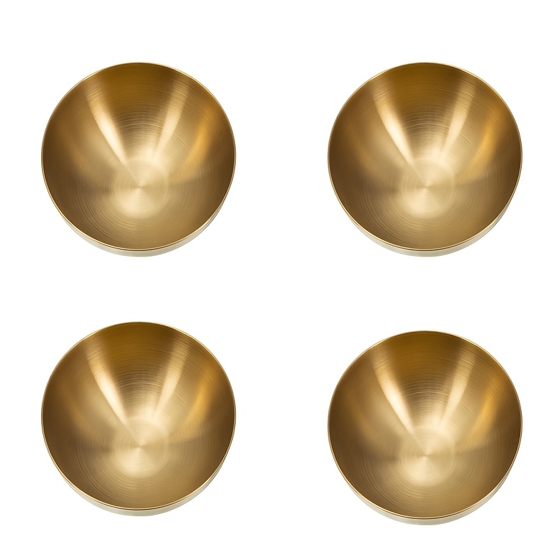 E-shop 4-teiliges Salatschüssel-Set aus Edelstahl, goldene Schüsseln, Reisschüsseln, Obstschüsseln, kalte Nudelschüsseln, Servierschüsseln,