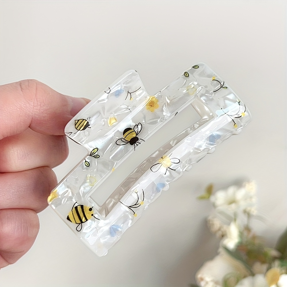 E-shop Eine Haarspange mit floralen Bienenmotiven - Luxuriöse, geprägte Haarspangen, Y2K-Haardekorationen