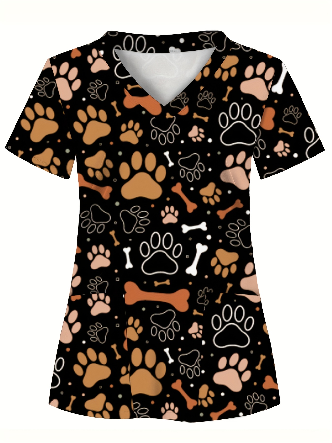 women's elegant dog paw print scrubs top soft breathable Temu Norway