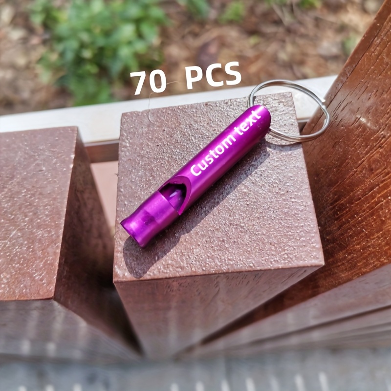 70 Custom Engraved Aluminum Alloy Whistle Keychains
