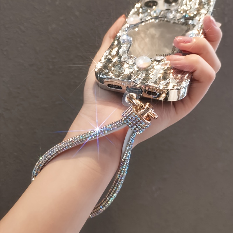 

Diamond-encrusted Phone Wrist Strap - Non-battery, Durable Plastic Accessory For Secure Grip