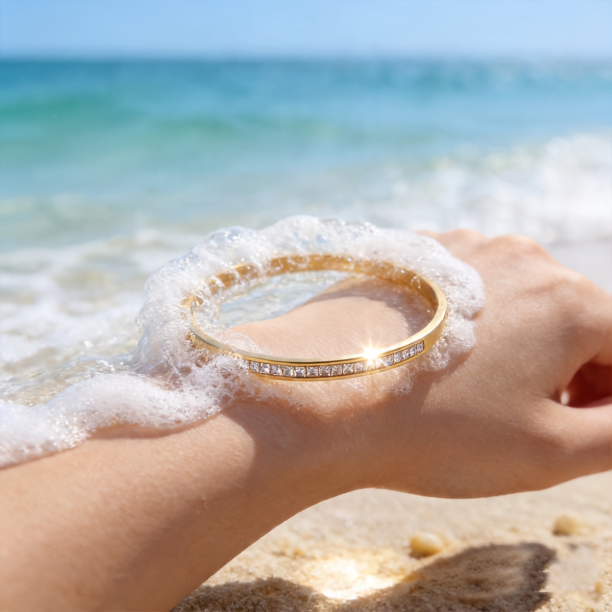 Women's 18K Gold-Plated Stackable Bangle, Slim Waist Bracelet