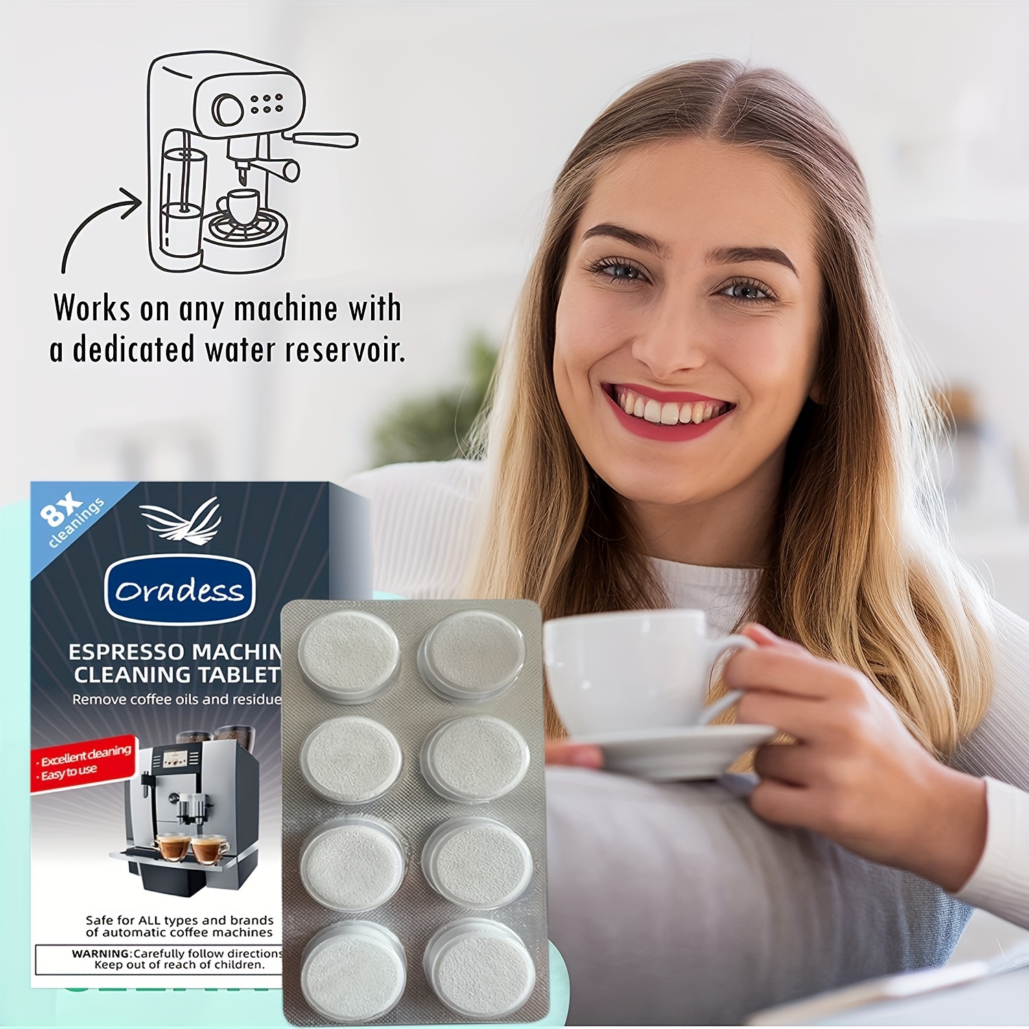 coffee machine cleaning tablets 8 tablets 10 tablets remove pipe grease scale and residue suitable for fully automatic semi automatic espresso capsule coffee machines details 1