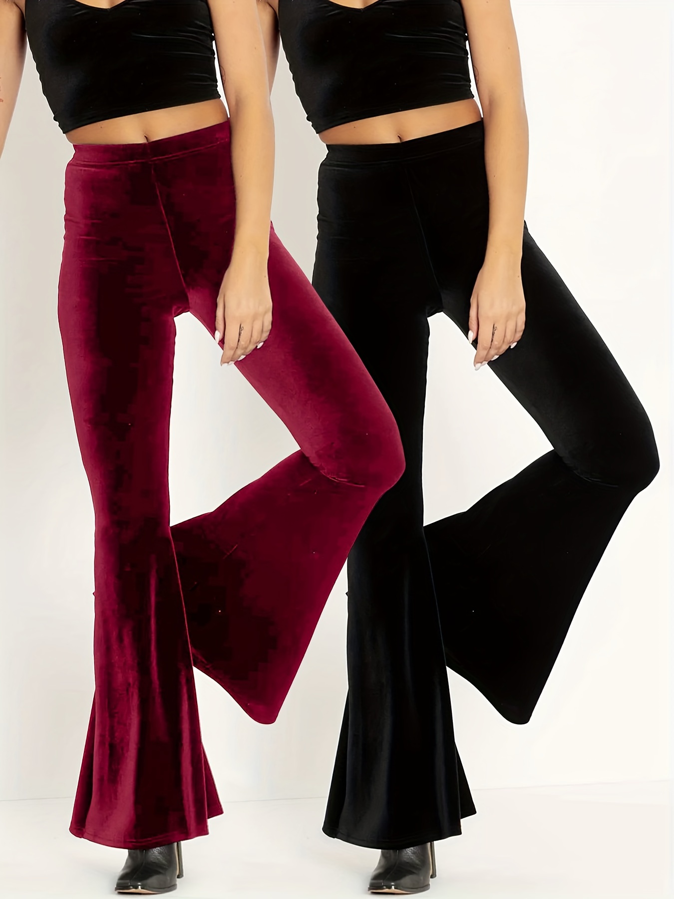 piezas conjunto pantalones terciopelo mujeres sexy cintura
