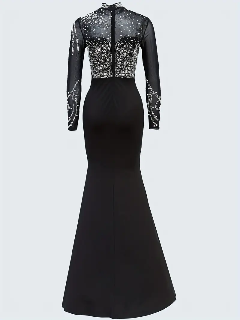 a stylish elegant solid color mesh dress rhinestones - Temu Mauritius a stylish elegant solid color mesh dress rhinestones - Temu Mauritius