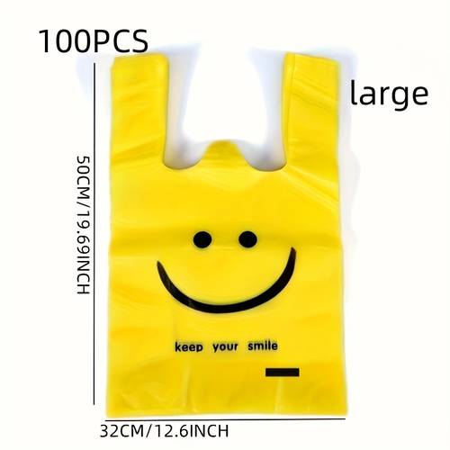 100pcs face plastic bags smiling shopping bags with lightweight for retail stores parties gifts promotions pack for face pattern compatible with smartphones commerce