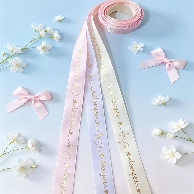 TEMU 3 Rolls Of 600 Cm Total Length, 2 Cm Width, Golden-embossed Gift Decoration Ribbon, Flower Woven Ribbon, Polyester, Festival Decoration Ribbon,