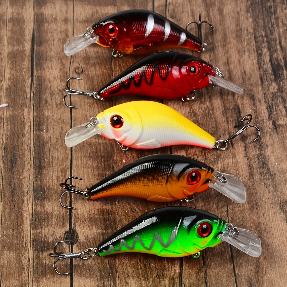5pcs Crank Fishing Lure Floating Lure Crankbait Artificial Trout Bait Shallow Rattle Stream