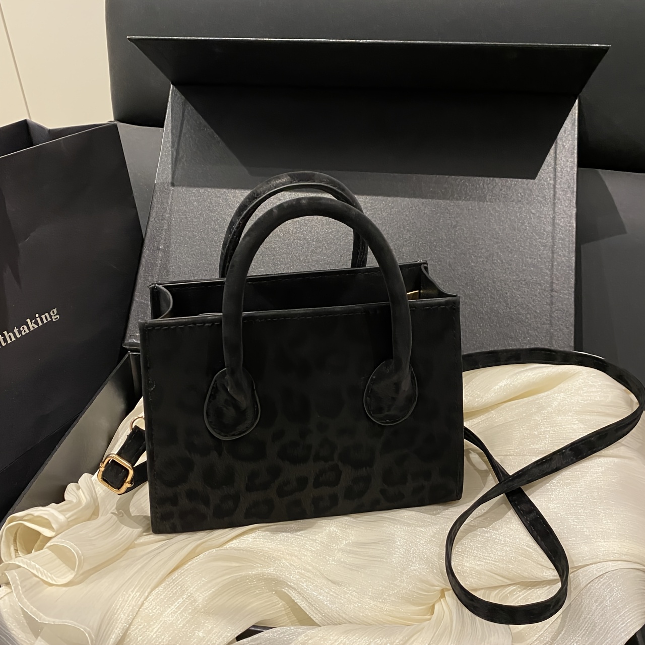 TEMU Borsa Premium con Stampa Leopardata, Borsa Quadrata Elegante da , Adatta per Lavoro e Pendolarismo, Scuola, Portatile, Casual, Lavoro, Scuola, ,