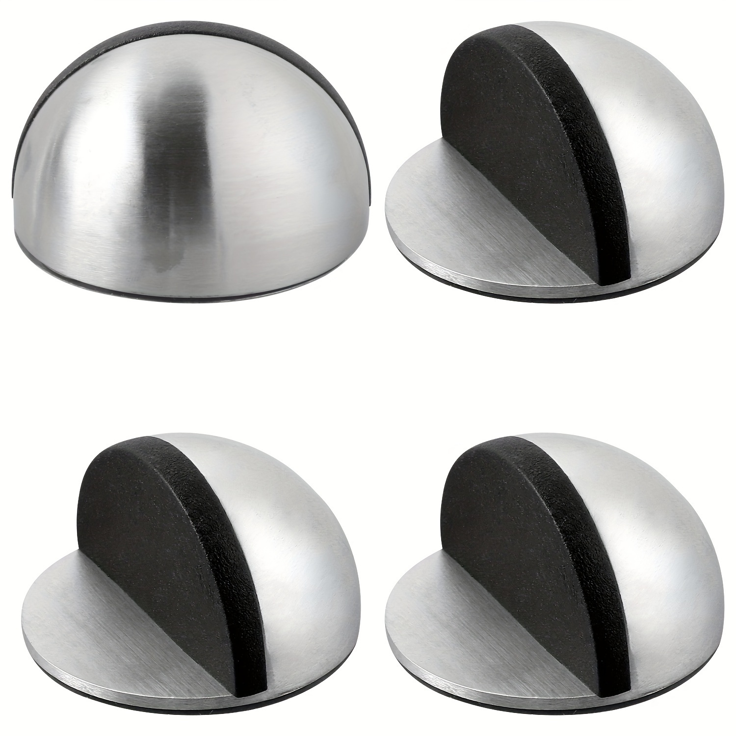 

4pcs Easy-install Stainless Steel Half Moon Door Stoppers - Self-adhesive, No-drill Wall Protectors For Use