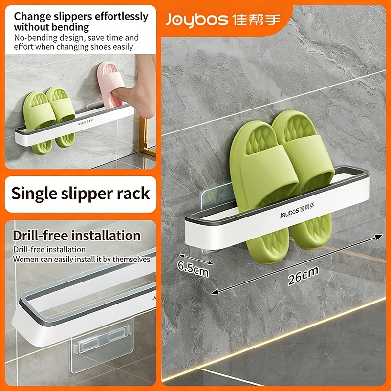 TEMU Joybos Slipper Rack For Daily Footwear Storage, Punch Free No Drill Wall-mounted Toilet Door Back Slippers Organizer, Strong Self Adhesive