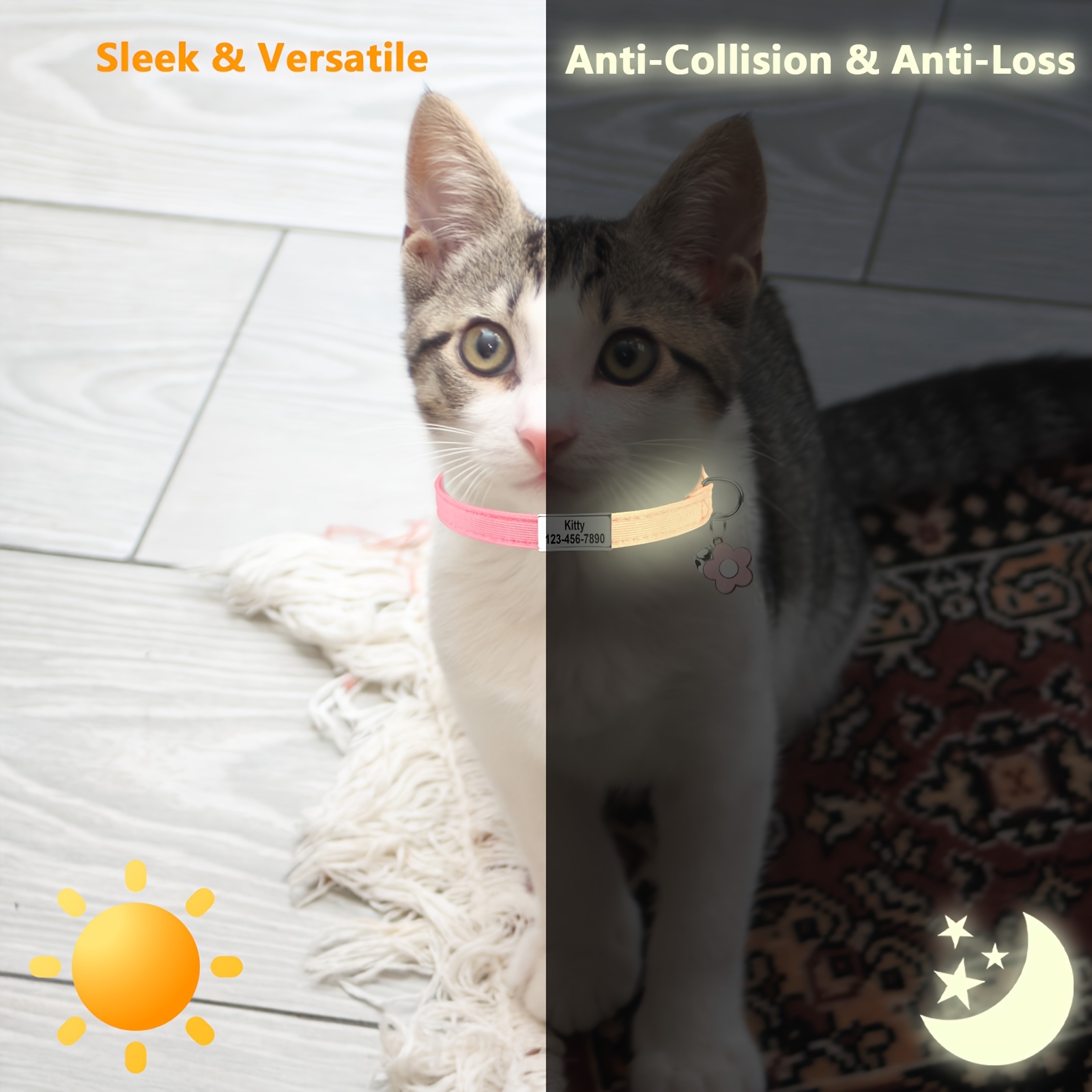 Customized Luminous Cat Collar with Laser Engraved Information