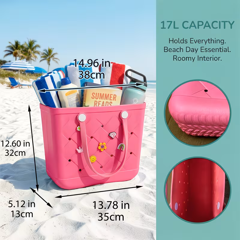 stylish tote bag with decorative buckles high quality extra large eva beach bag versatile beach bag the beach shopping sports and as a toiletry bag fathers day gifts vacation july 4th u s Product details 5