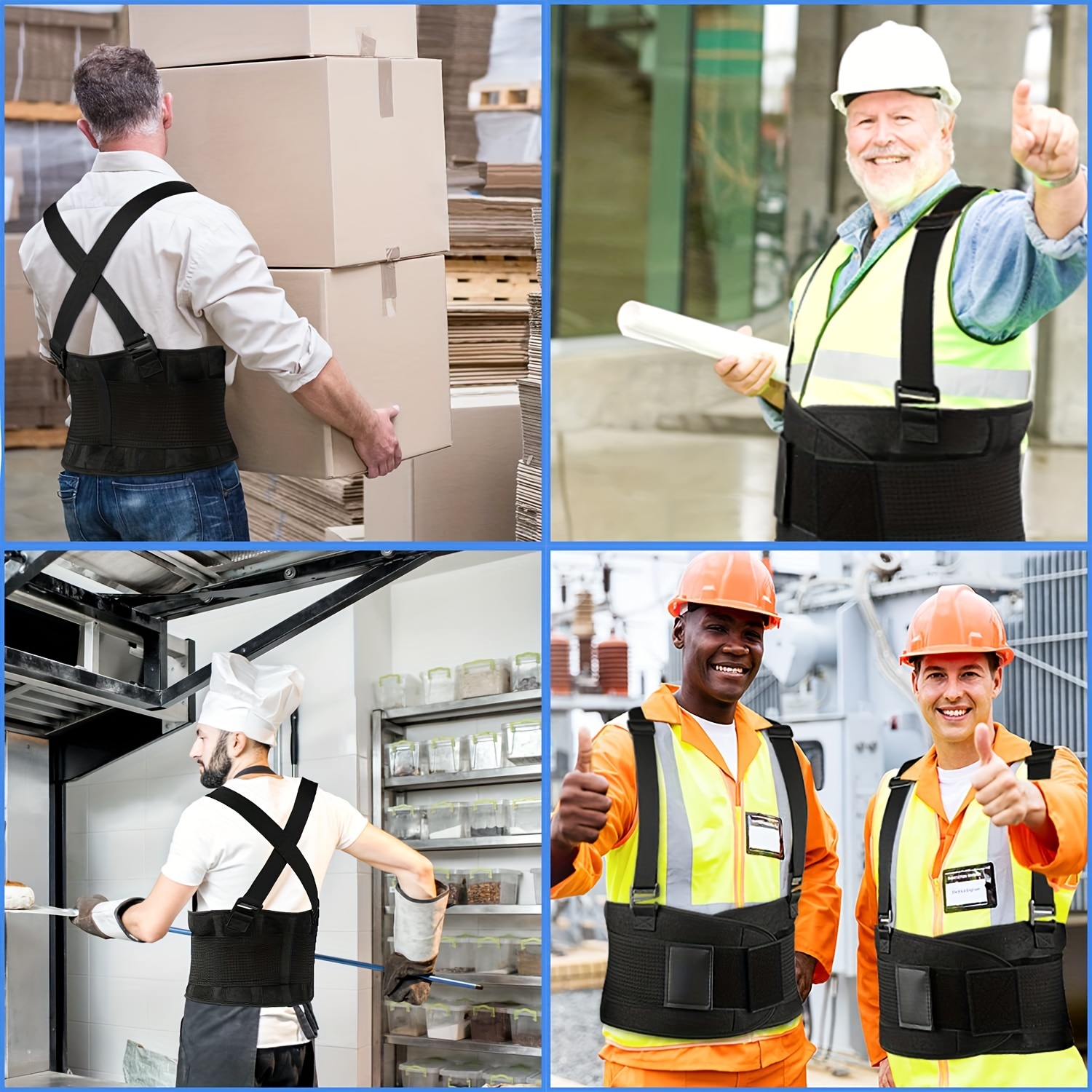 Back Support Brace Work With Suspenders Heavy Duty Support For