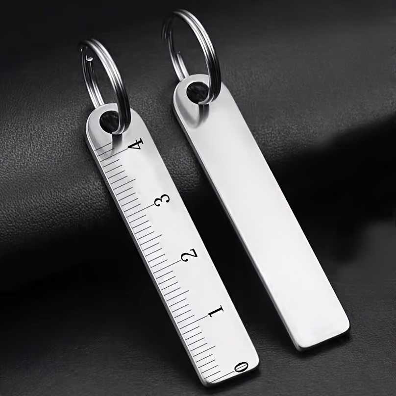 

3-pack Funky Style Stainless Steel Mini Ruler With Keychain, Portable Measurement Tool For Use