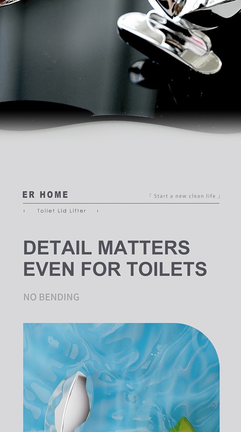 Toilet Lid Puller - No-Contact Hands-Free Toilet Cleaning Tool with Ergonomic Handle, Durable Plastic Bathroom Accessory for Easy Cleaning & Discreet Design, Toilet Accessories, Sleek Design, Smooth Finish