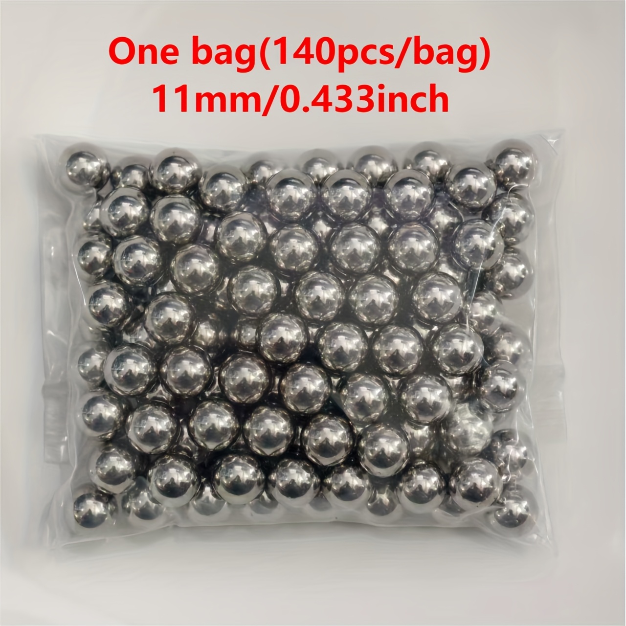 11mm/0.433inch Diameter Electroplated Steel Balls, Carbon Steel Material, 140pcs Per Bag