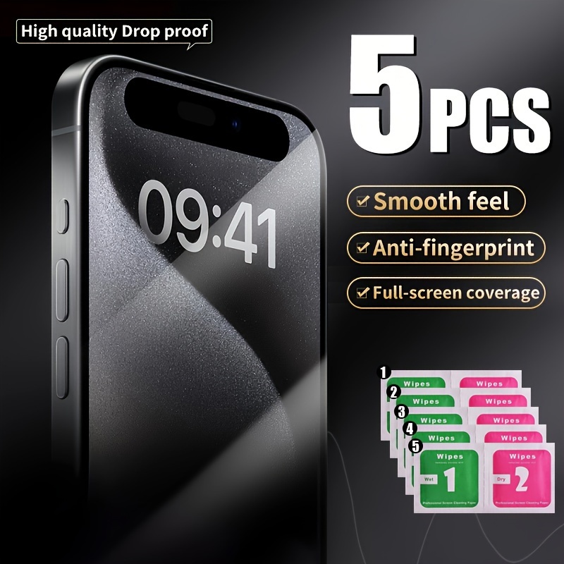 1-5PCS Transparent Tempered Glass For iPhone 15 Pro Max Screen