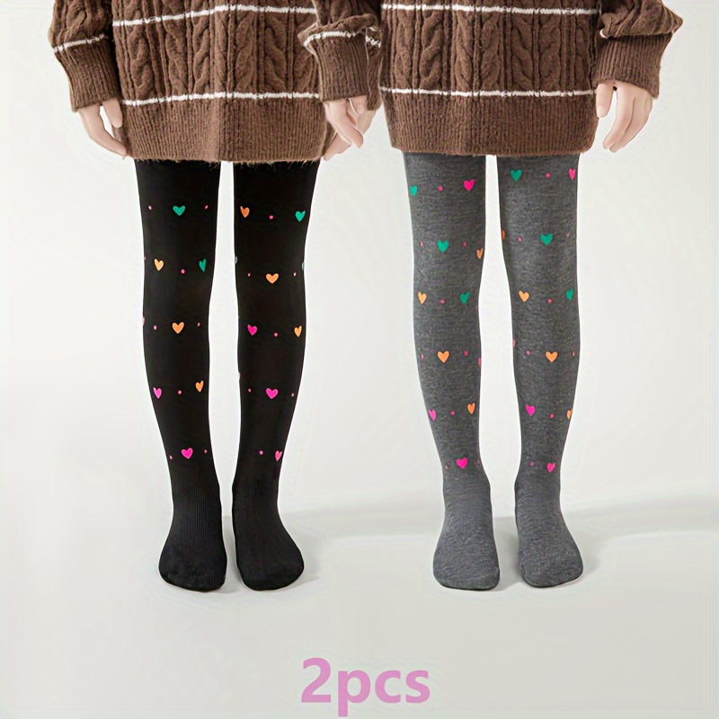 Image of 2-pc Of Girls' Pantyhose, Leggings, Print, Fashionable, Versatile, And Slim-fitting