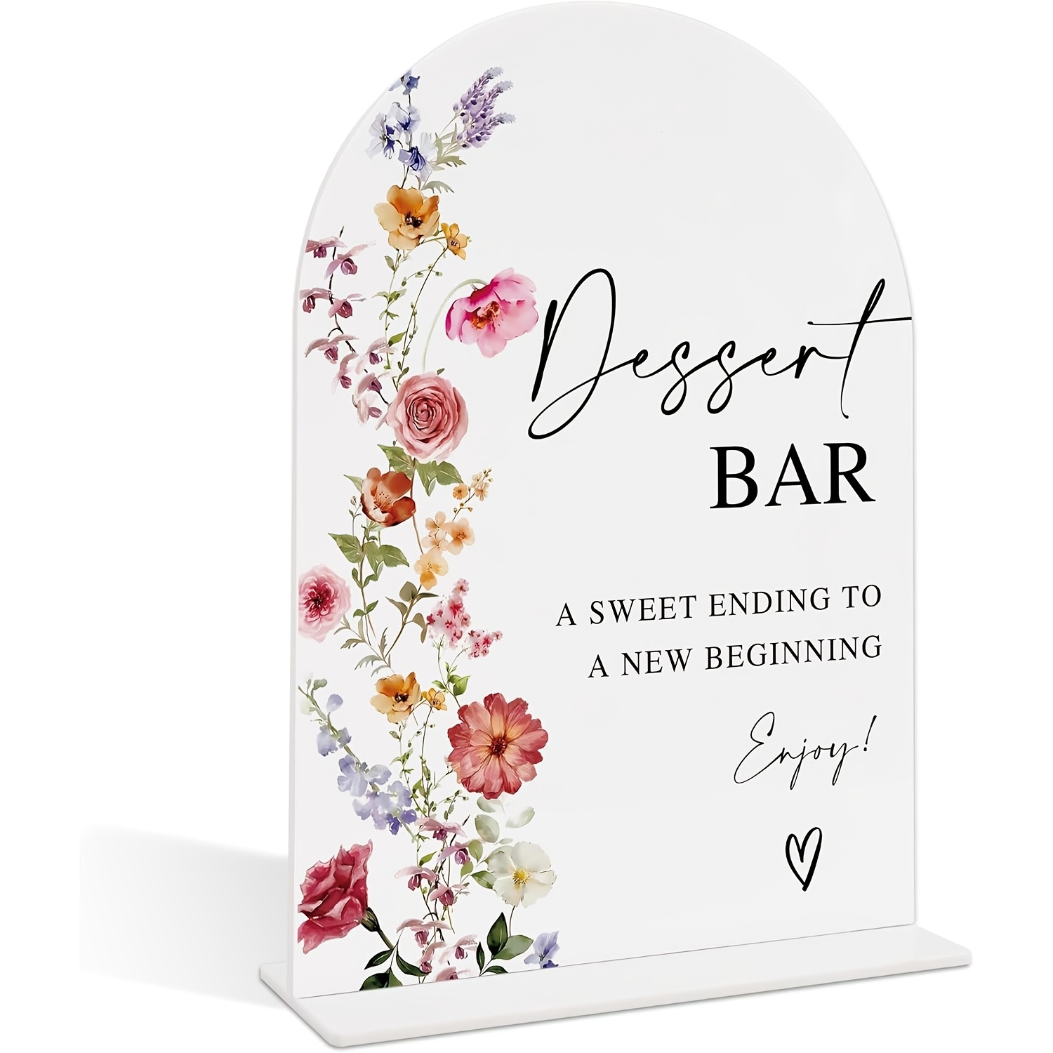 Image of [2d Flat] [2d Flat] Acrylic Sign For A Wedding Dessert Bar Featuring A Stand, With A Watercolor Floral , Stating, 'a Sweet To .' Ideal For Decorations , Bridal Showers, And Engagement Parties
