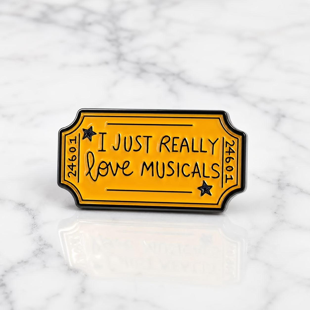 TEMU Musical-themed Ticket-style Badge With A Vintage Ticket-shaped Outline. Features A Background With A Black Border, Printed With English Slogans