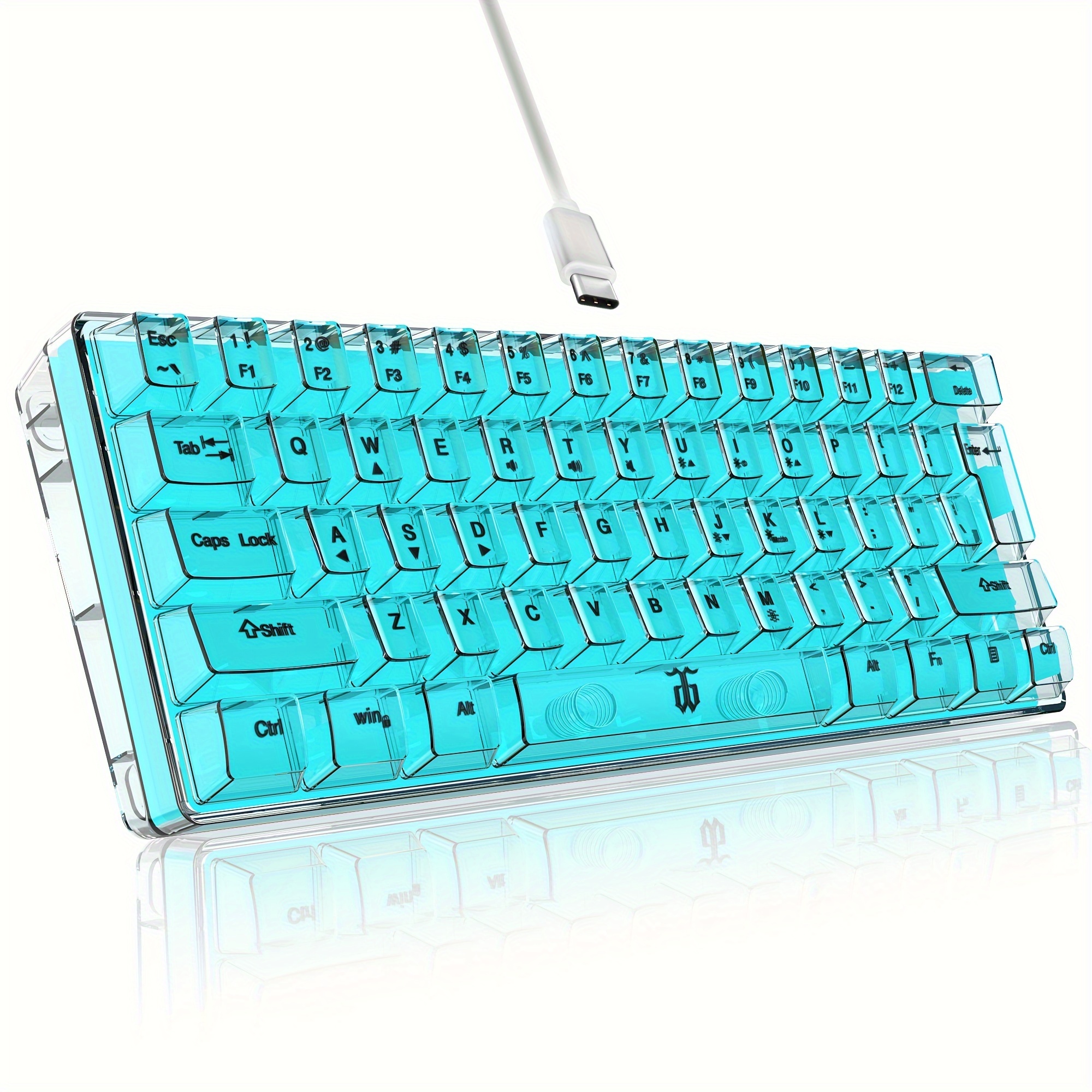 

60% Wired Gaming Keyboard, Rgb Backlight Ultra-compact Mini Keyboard, Small Transparent Keycaps, Suitable For Pc/ Gamers, White Transparent