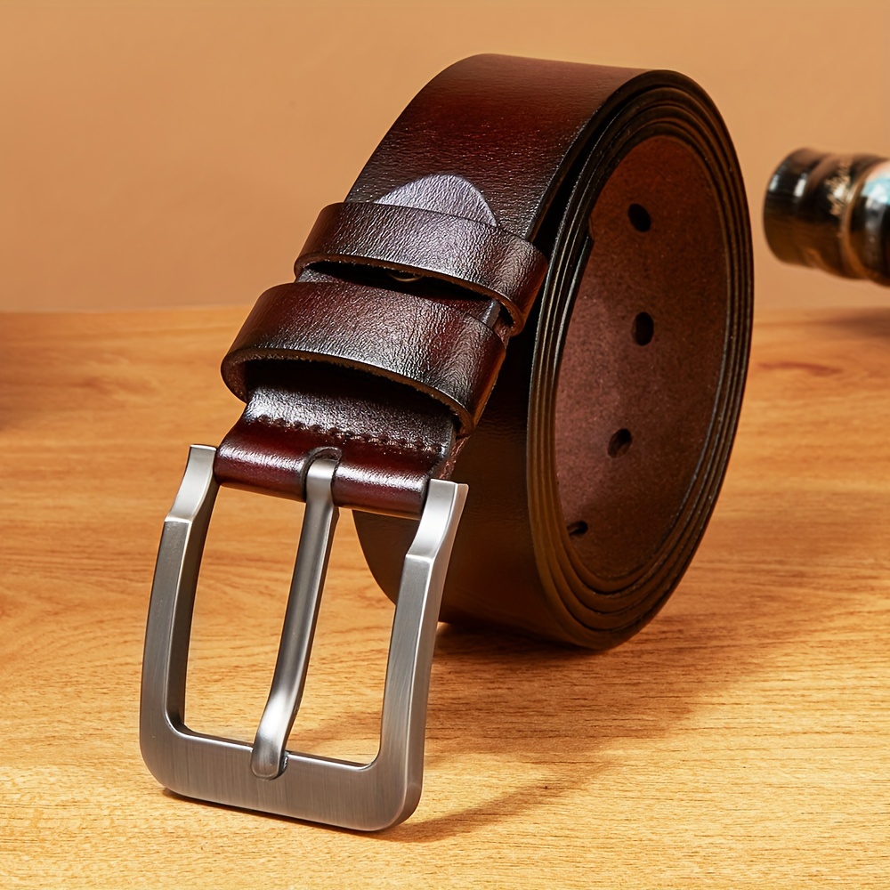 

Men' Genuine Leather Belt - Fashionable & Classic With Alloy , Dress Pants & Jeans, Includes Puncher, Ideal Gift For Dad Or Husband