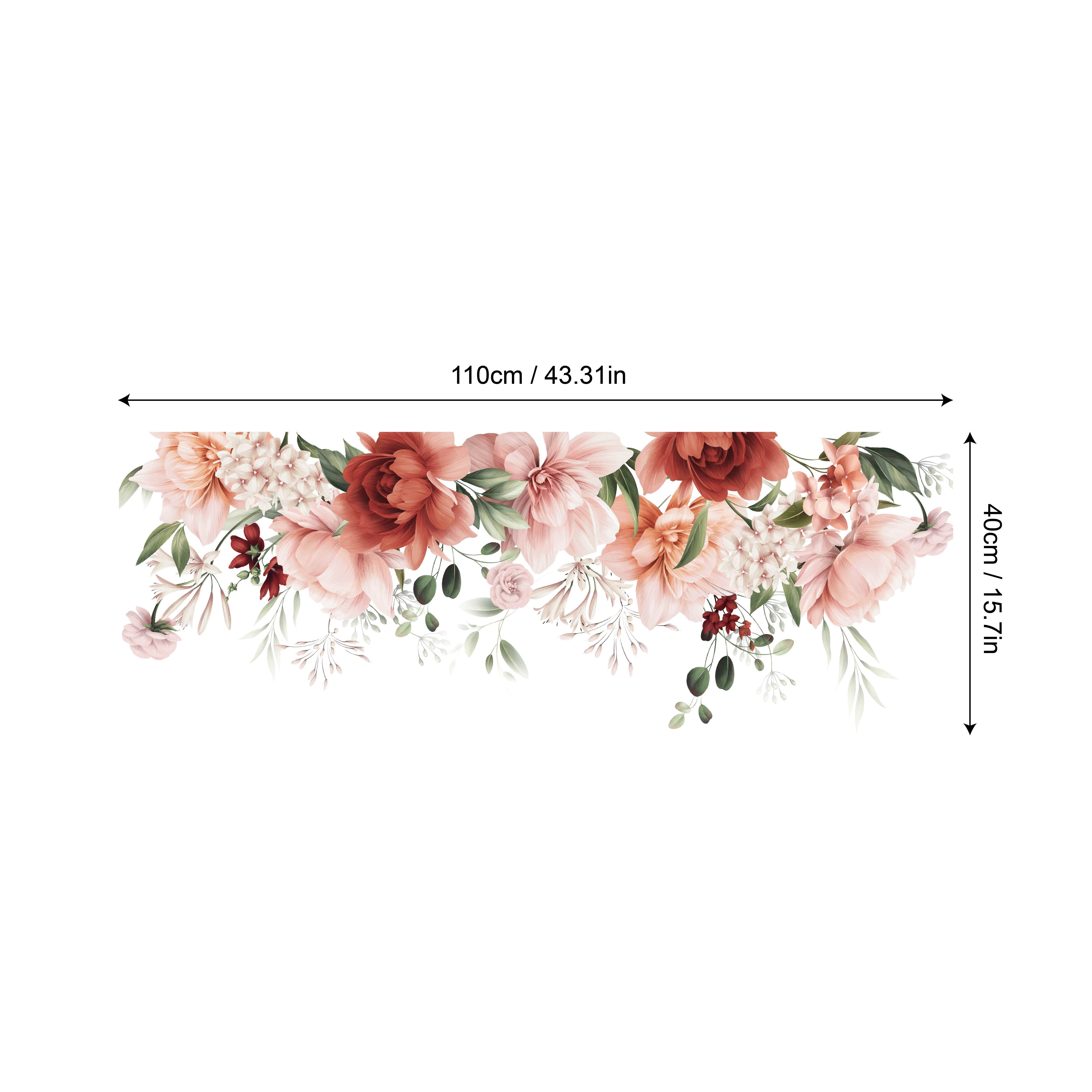 TEMU 1pc Elegant Watercolor Floral Window Film - Electrostatic Adhesive-free Removable Vinyl Decal, 15.7x43.31 Inch High Quality Double-sided