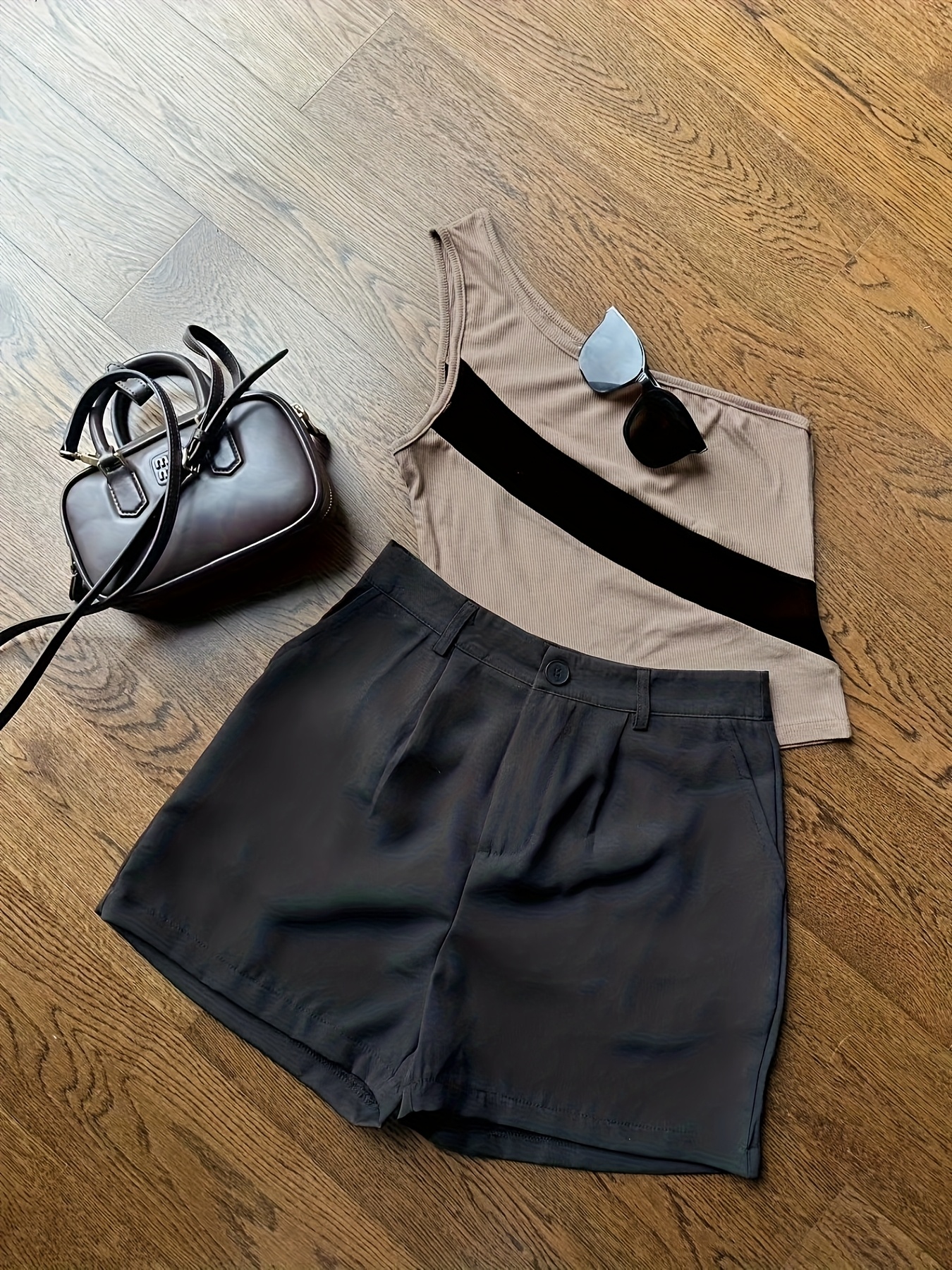 conjunto camiseta sin hombros pantalones cortos mujer sin Temu